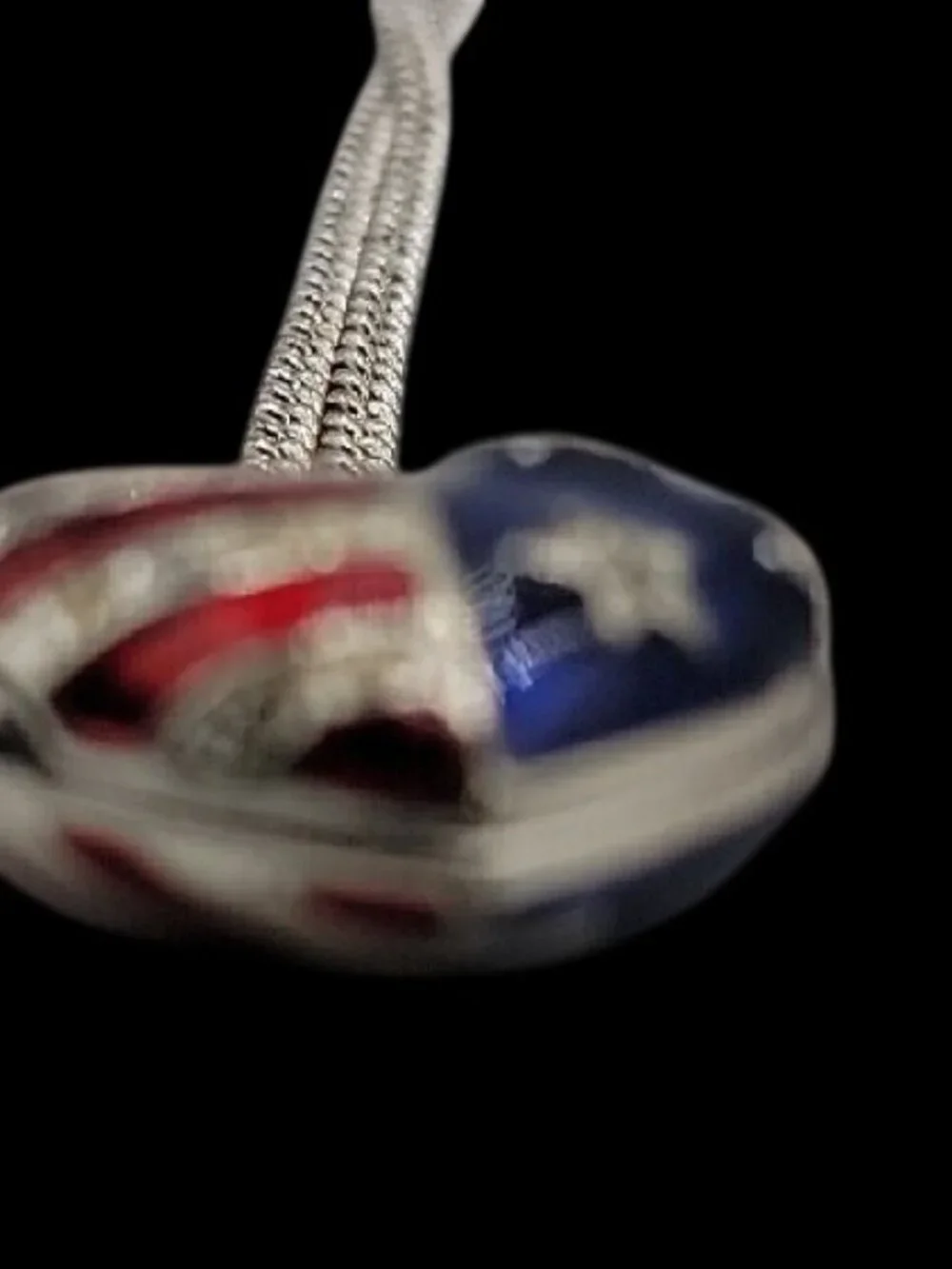 Patriotic Locket Necklace 3-D American Flag Locket on 18